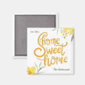 Home Sweet Home  gele bloemen gepersonaliseerd Magneet (Voorkant / Achterkant)