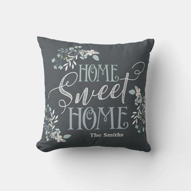 "Home Sweet Home" gepersonaliseerd bloemkussen Kussen (Voorkant)