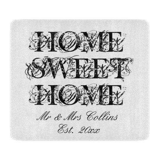 Home Sweet Home-gepersonaliseerde glazen snijboard Snijplank (Voorkant)