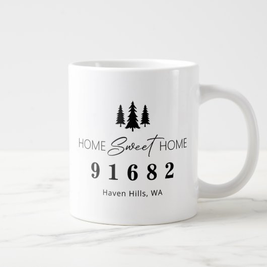 Home Sweet Home Gepersonaliseerde postcode Grote Koffiekop (Rechts)