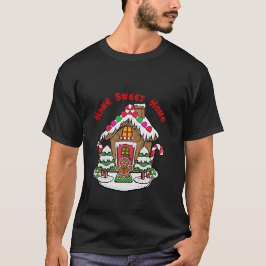 Home Sweet Home Gingerbread House Lange mouw T SH T-shirt (Voorkant)