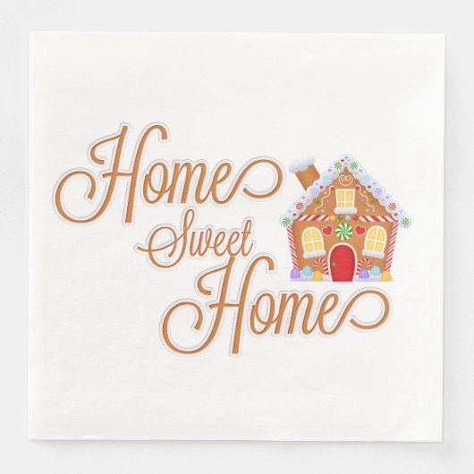 Home Sweet Home Gingerbread House Papier Servet (Voorkant)