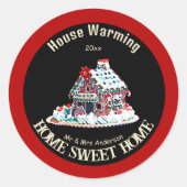 Home Sweet Home Gingerbread House Warming Party Ronde Sticker (Voorkant)