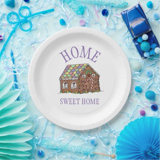 Home Sweet Home Gingerbrood House Holiday Papieren Bordje (Feest)