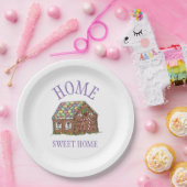 Home Sweet Home Gingerbrood House Holiday Papieren Bordje (Feest)