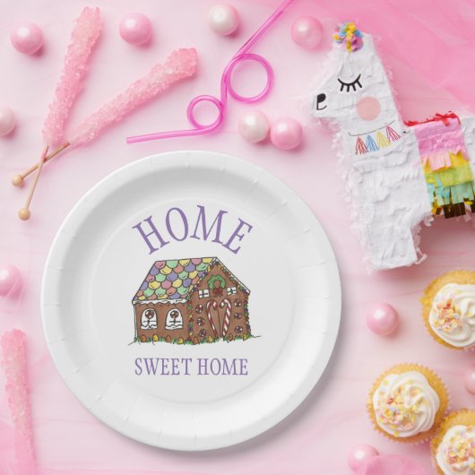 Home Sweet Home Gingerbrood House Holiday Papieren Bordje (Feest)
