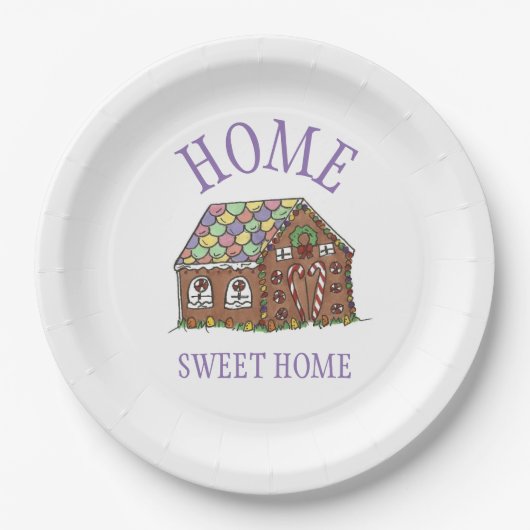 Home Sweet Home Gingerbrood House Holiday Papieren Bordje (Voorkant)