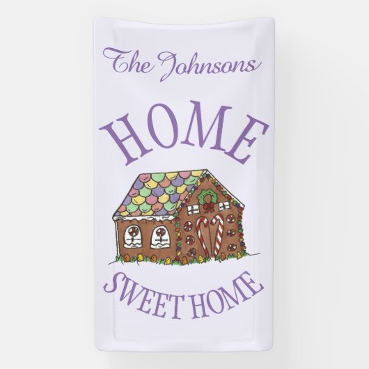 Home Sweet Home Gingerbrood House Holiday Spandoek (Verticaal)