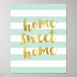 Home Sweet Home Gold en Mint | Art Print