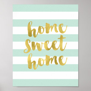 Home Sweet Home Gold en Mint   Art Print