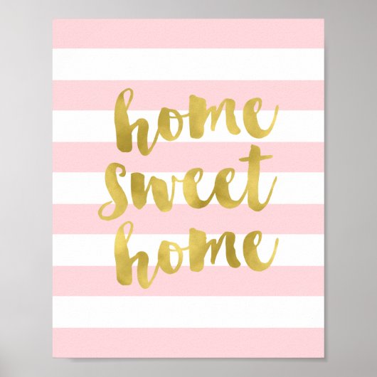 Home Sweet Home Gold en Roze | Art Print (Voorkant)
