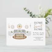 Home Sweet Home Goud en Grijs Waterverf Bewegen Aankondiging (Staand voorkant)