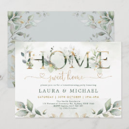 Home Sweet Home Greenery Gold Housewarming Party Kaart
