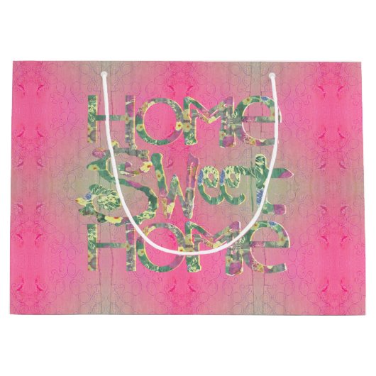 "Home Sweet Home" Handgemaakte Floral Font Lrg. Groot Cadeauzakje (Voorkant)