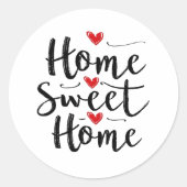 Home Sweet Home Handgeschreven Kalligrafie Hart Ronde Sticker (Voorkant)