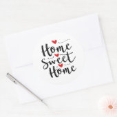 Home Sweet Home Handgeschreven Kalligrafie Hart Ronde Sticker (Envelop)