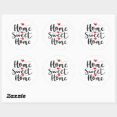 Home Sweet Home Handgeschreven Kalligrafie Hart Ronde Sticker (Vel)