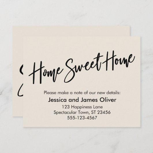 Home Sweet Home Handschrift Cream Aankondiging (Voorkant / Achterkant)
