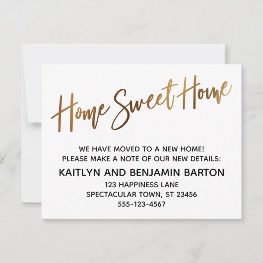 Home Sweet Home Handschrift Gouden Patroon Kaart (Voorkant)