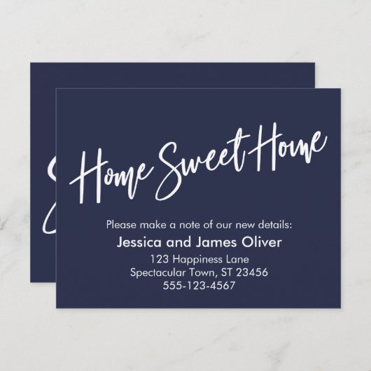 Home Sweet Home Handschrift Marine Aankondiging (Voorkant / Achterkant)