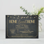 Home Sweet Home Housewarming Black Gold-toets Uitn Kaart (Staand voorkant)