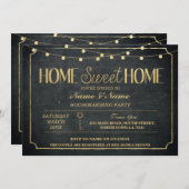 Home Sweet Home Housewarming Black Gold-toets Uitn Kaart (Voorkant / Achterkant)