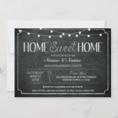 Home Sweet Home Housewarming Black & Silver Invite Kaart (Voorkant)