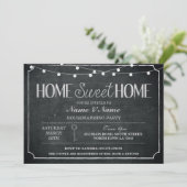 Home Sweet Home Housewarming Black & Silver Invite Kaart (Staand voorkant)