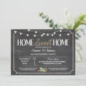 Home Sweet Home Housewarming Chalkboard Key Invite Kaart (Staand voorkant)