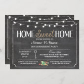Home Sweet Home Housewarming Chalkboard Key Invite Kaart (Voorkant / Achterkant)