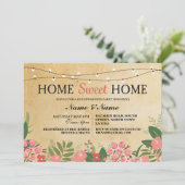 Home Sweet Home Housewarming  Floral Invite Kaart (Staand voorkant)