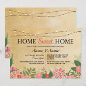 Home Sweet Home Housewarming  Floral Invite Kaart (Voorkant / Achterkant)