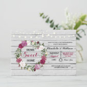 Home Sweet Home Housewarming Floral Rustic Invite Kaart (Staand voorkant)