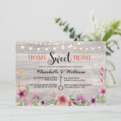 Home Sweet Home Housewarming Floral Rustic Invite Kaart (Staand voorkant)