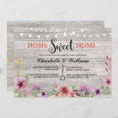 Home Sweet Home Housewarming Floral Rustic Invite Kaart (Voorkant / Achterkant)