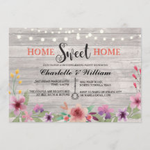 Home Sweet Home Housewarming Floral Rustic Invite