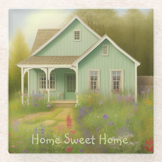 Home Sweet Home Housewarming Glazen Onderzetter (Voorkant)