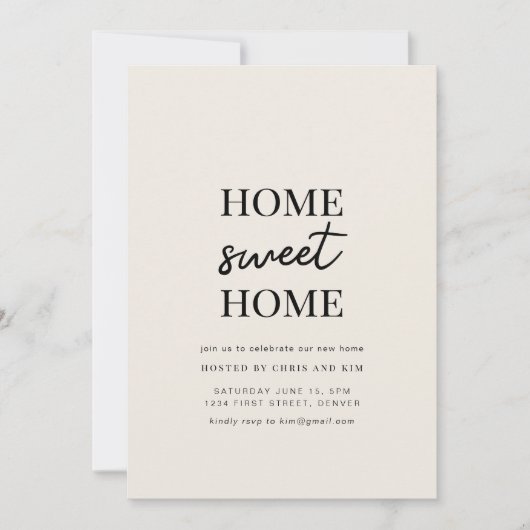 Home Sweet Home Housewarming Party Uitnodigen Kaart (Voorkant)
