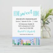 Home Sweet Home Housewarming Skyline Sjabloon Kaart (Staand voorkant)