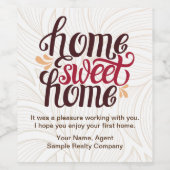 Home Sweet Home Housewarming Wijnlabel Wijn Etiket (Enkel label)