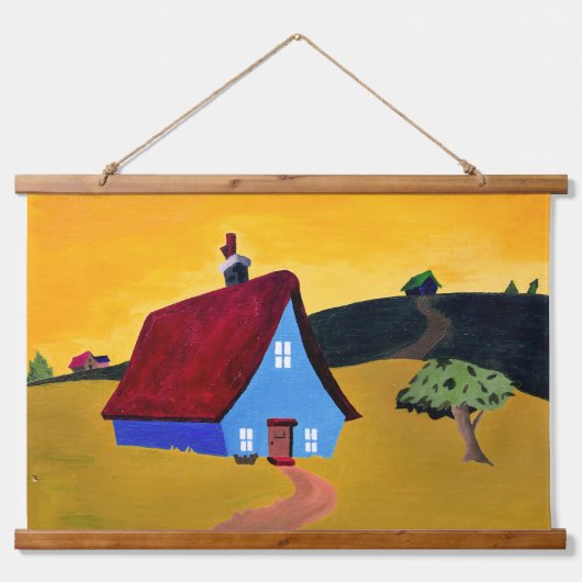 HOME SWEET HOME Hout Overgoten wandtapijt Hangend Wandkleed (Voorkant)