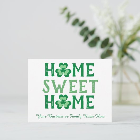 Home Sweet Home Irish Shamrock Clover Briefkaart (Staand voorkant)