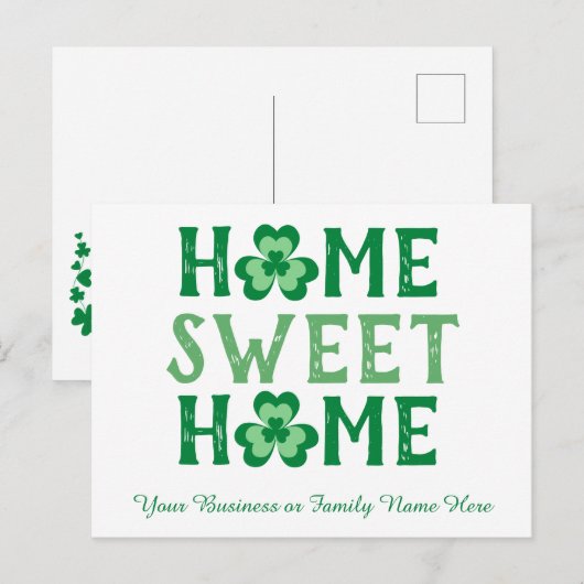 Home Sweet Home Irish Shamrock Clover Briefkaart (Voorkant / Achterkant)