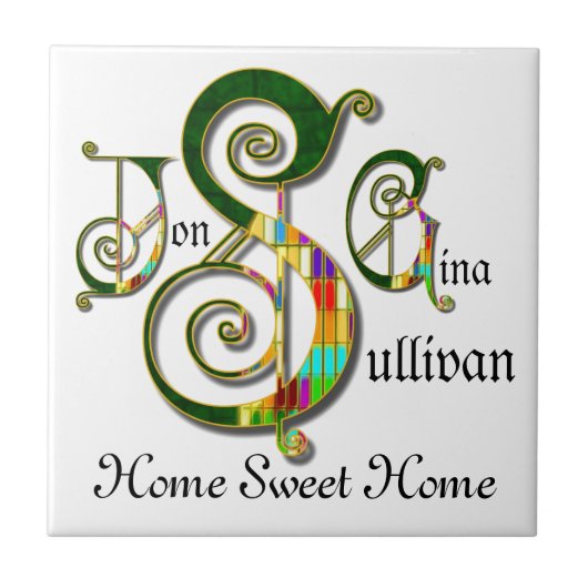 "Home Sweet Home" JSG Custom Monogram Tegel Tegeltje (Voorkant)