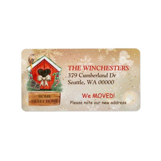 Home Sweet Home Kerstmis Adres Etiket (Voorkant)