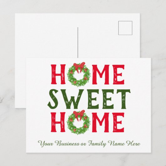 Home Sweet Home Kerstmis met Briefkaart voor feest (Voorkant / Achterkant)
