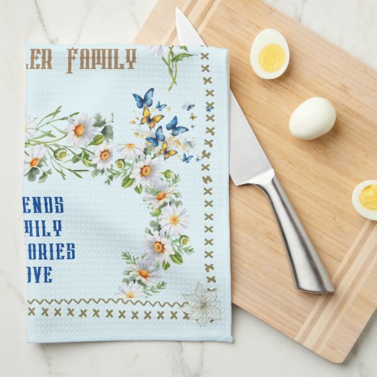 Home Sweet Home Keukenhanddoek Blauw Kleurrijk (Quarter Fold)