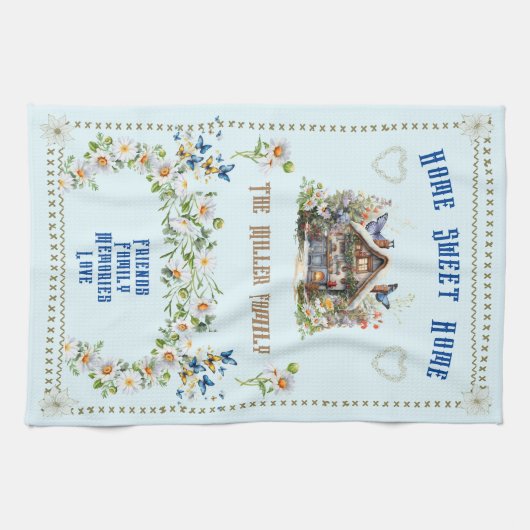 Home Sweet Home Keukenhanddoek Blauw Kleurrijk (Horizontaal)