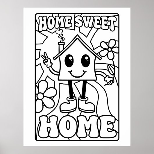 home sweet home KLEUR UW EIGEN POSTER nieuw huis (Voorkant)