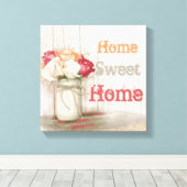 Home Sweet Home Land Mason Jar Wrapped Canvas (Insitu (Houten vloer))